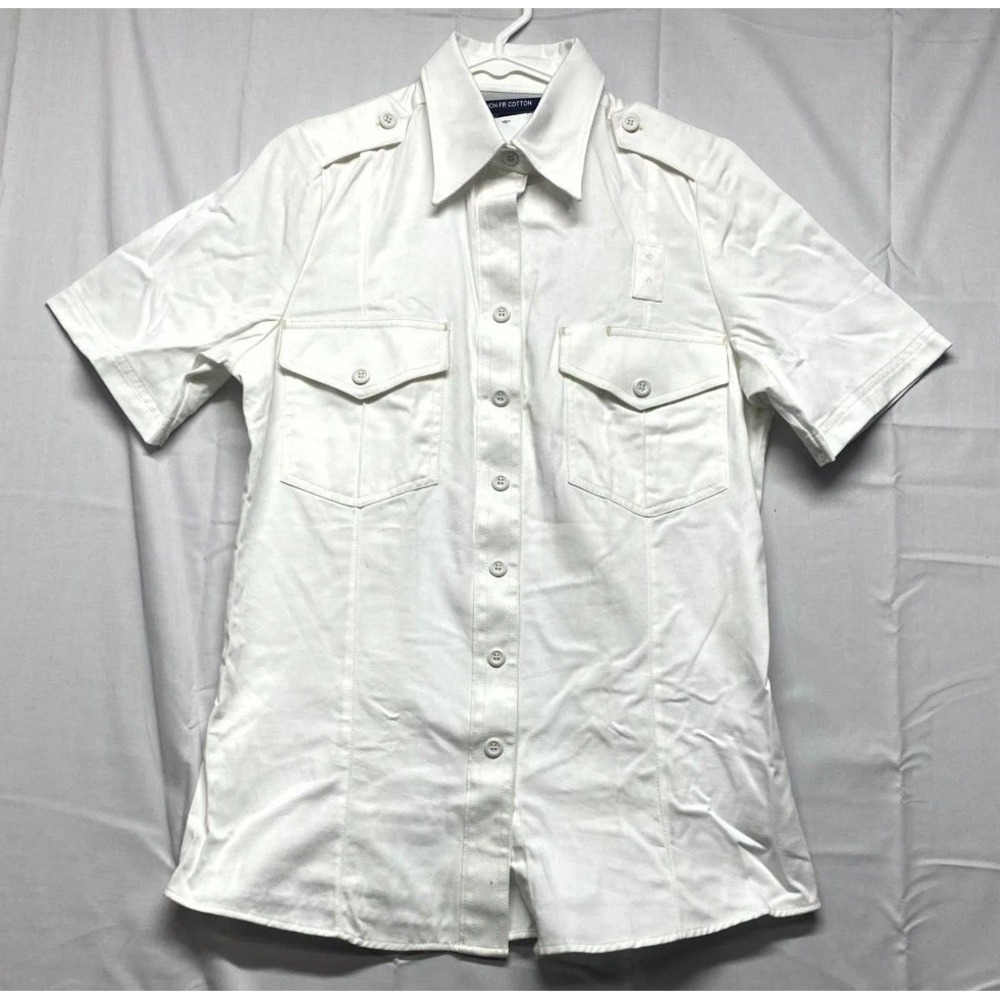 Workrite Fire Service Shirt Mens Small White Fire Resistant Cotton Flap Pocket